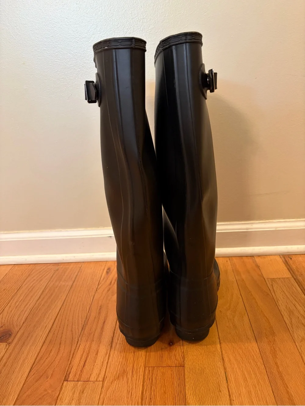 Hunter Original Tall Women’s Rain Boots Matte Black Signature Logo Adjustable